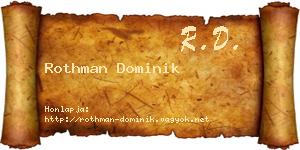 Rothman Dominik névjegykártya